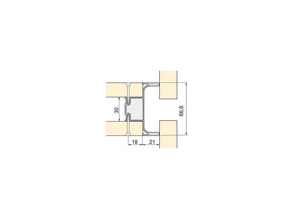 Profilo Gola Verticale Curvo Centrale per Mobili da Cucina mm.43,3x66,5 mm.2550h Alluminio Anodizzato Opaco  Emuca - immagine 3