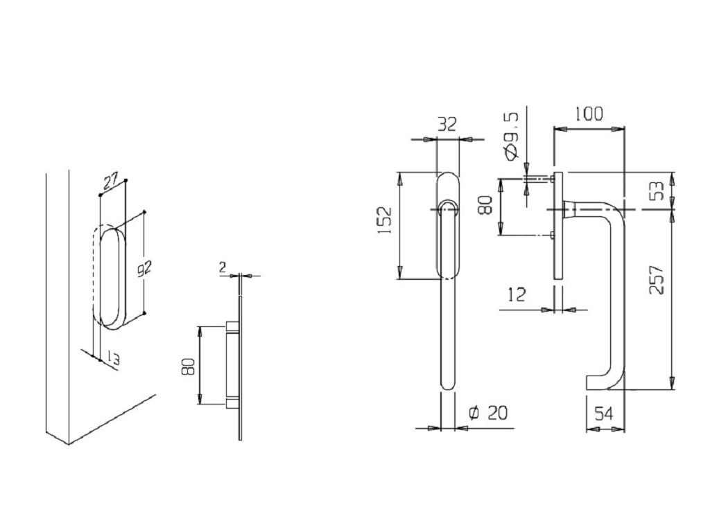 Maniglia per Alzante Scorrevole modello 200MA Maniglia Incasso Cieca F.01-OLV  Fimet Maniglie - immagine 4