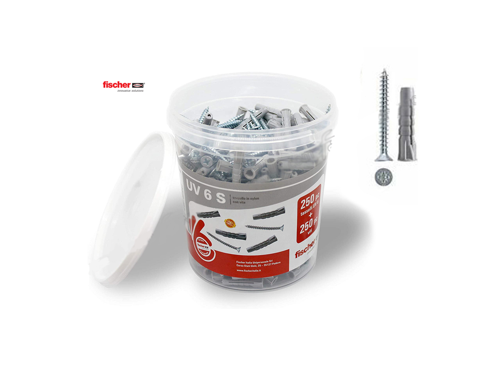 fis531386c.png UV 6 S Tassello Nylon con Vite mm.4,5x40 ZN pz.250 Barattolo | Fischer - immagine 1