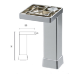 PIEDINO QUADRATO REGOLABILE CON SCARPA ALLUMINIO CROMO LUCIDO 25x25 mm. prodotto da GIESSE TECH