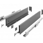 Guide per cassetti Axispro Soft close estrazione totale con Spondina Antracite B mm.116 varie lunghezze  GTV