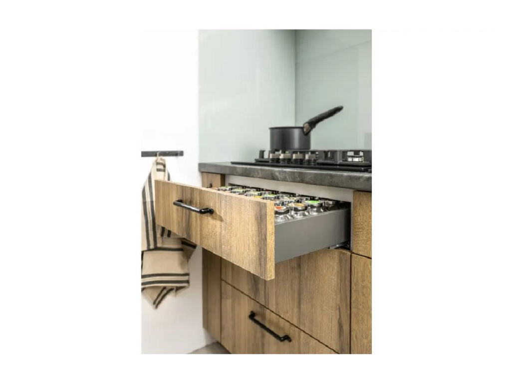 Guide per cassetti Axispro Soft close estrazione totale con Spondina Antracite A mm.84 varie lunghezze GTV - immagine 3