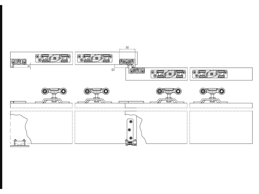 Kit Trascinamento System 2000 per Pannelli Interni o Esterni 2 Ante Parallele   Koblenz - immagine 3