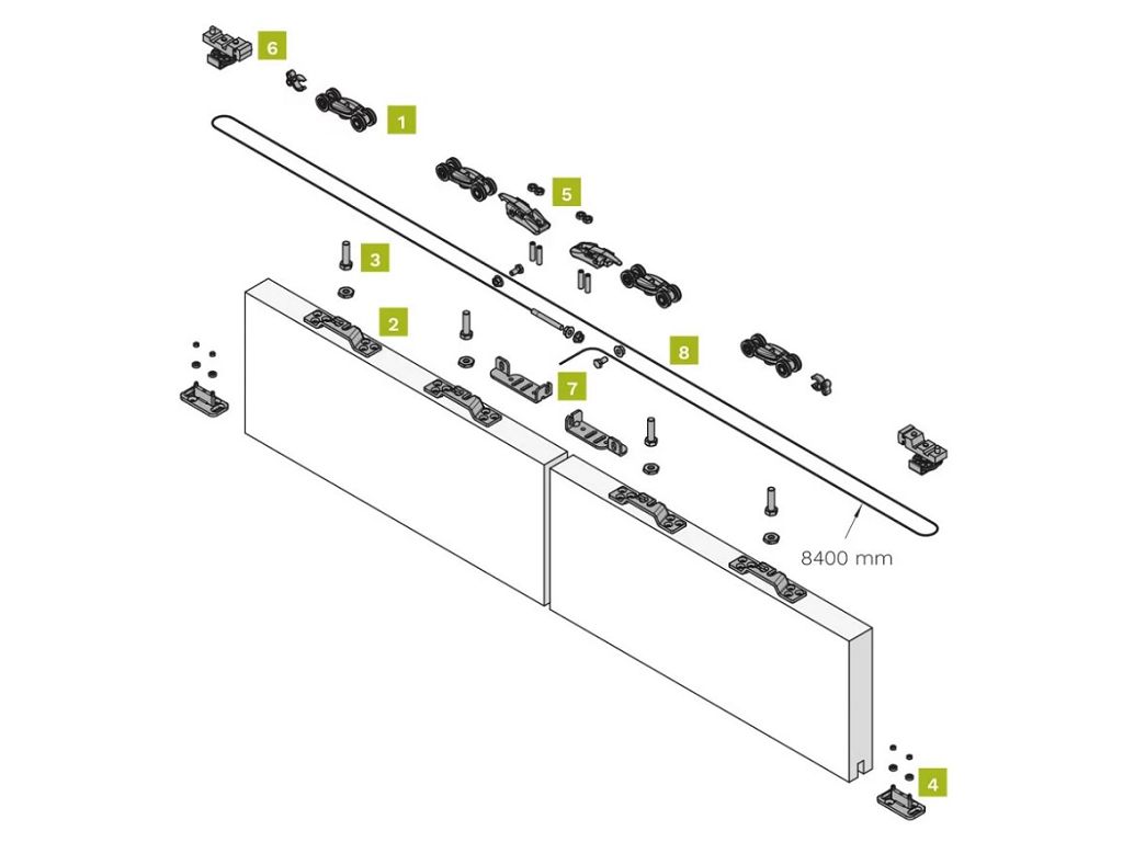 Sistema Scorrevole Apertura Simultanea System 0550 2 Portata kg.240 per 2 Ante  Koblenz - immagine 2