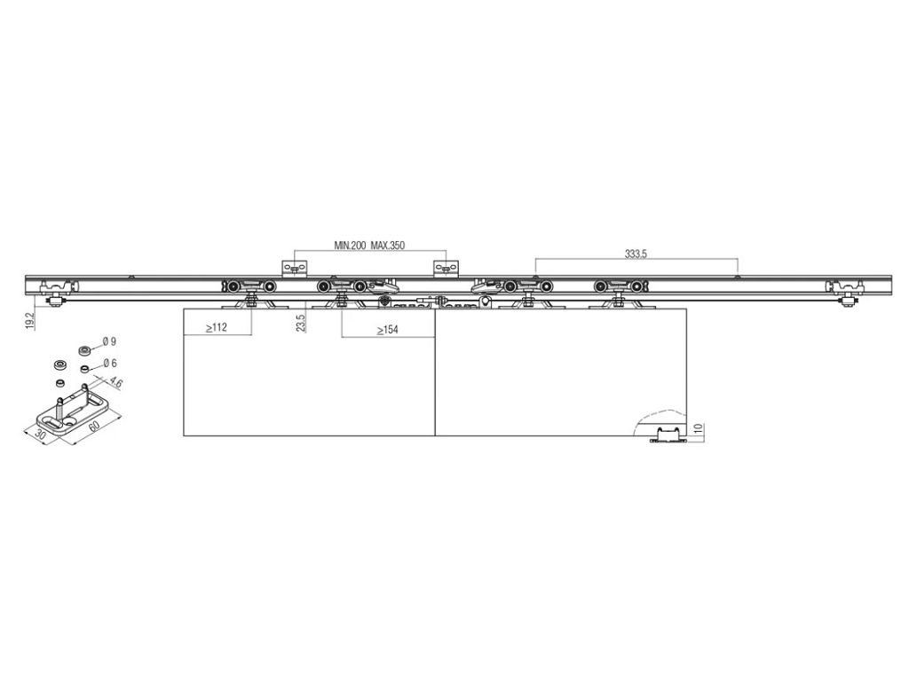 Sistema Scorrevole Apertura Simultanea System 0550 2 Portata kg.240 per 2 Ante  Koblenz - immagine 3