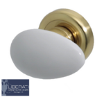 Coppia Pomolo Girevole Venere Ovale Liscio Decentrato Rosetta Coprivite Smaltato Bianco+Olv Ceramiche  Liberati