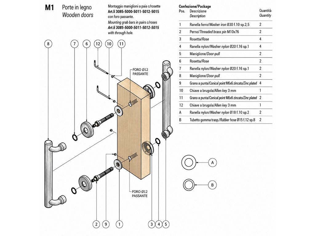salice_paolo_kit_montaggio_maniglione_m01.jpg Kit Montaggio Maniglione M1 per Porta in Legno Passante Accoppiato con Rosetta Salice Paolo - immagine 1
