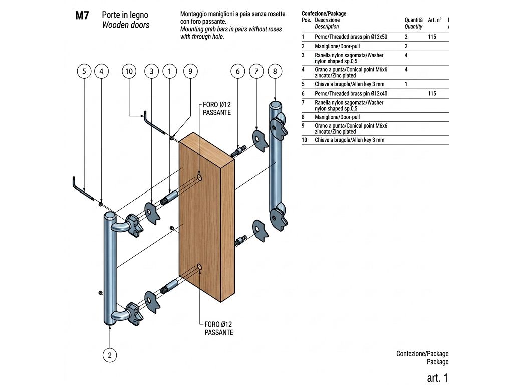 salice_paolo_kit_montaggio_maniglione_m07.jpg Kit Montaggio Maniglione M7 per Porta in Legno Passante Accoppiato Senza Rosetta Salice Paolo - immagine 1