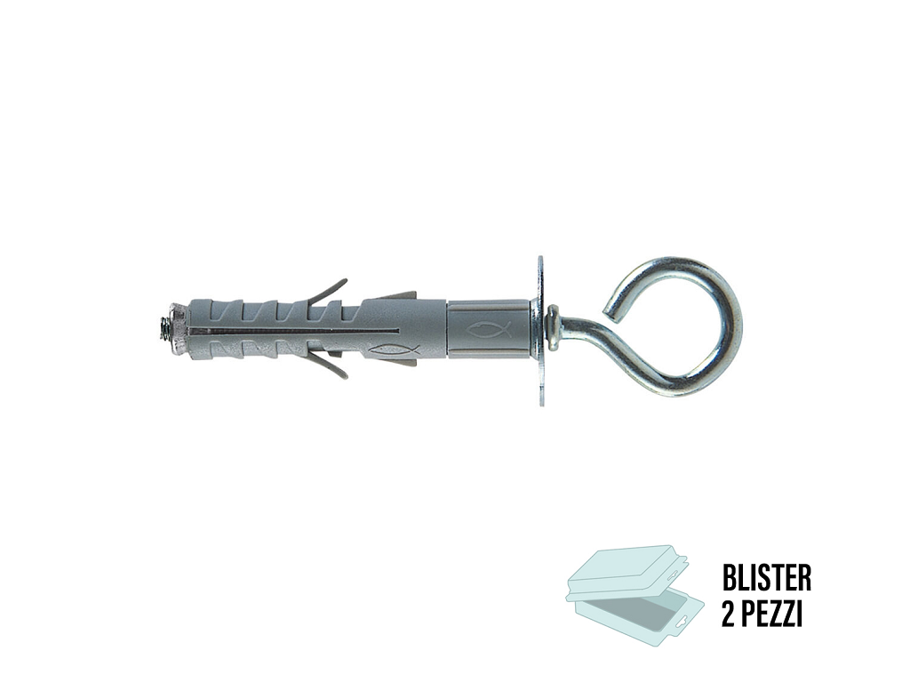sb12l3bls2pz.png SB 12 L3 Tassello Nylon Espansione a Vite in Blister da pz.2 Prolungato con Occhiello Chiuso | Fischer - immagine 1