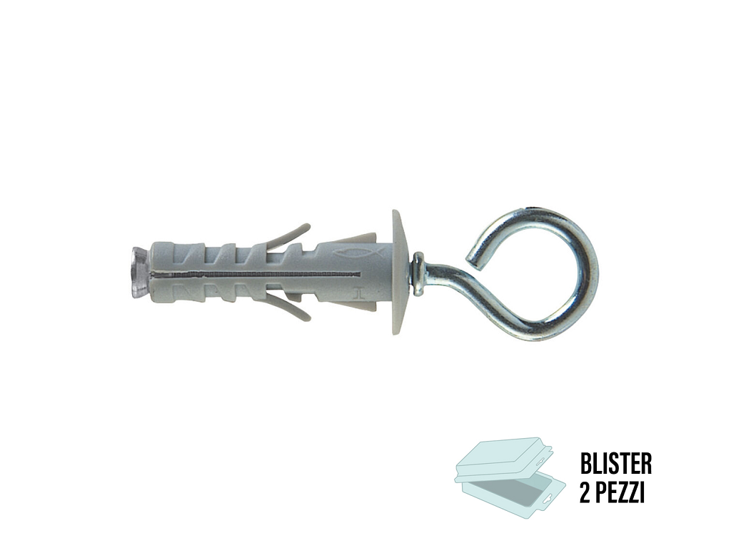 sb93pz2.png SB 12/3 Tassello Nylon Espansione a Vite in Blister da pz.2 Occhiello Chiuso | Fischer - immagine 1