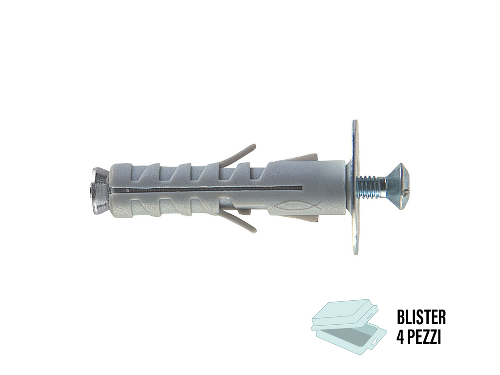 sb94pz4.png SB 9/4 Tassello Nylon Espansione a Vite in Blister da pz.4 con Vite PH / PZD | Fischer - immagine 1
