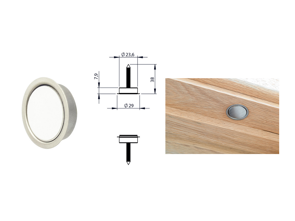 vrm1609031402.png Ferma Porta in Posizione di chiusura Magnetico Incasso Stoppino Close 14-Cromo Satinato |Verum Italy - immagine 1