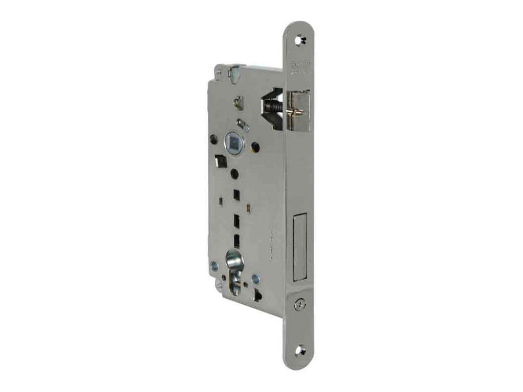 agbb00851-06.png Serratura Infilare Bordo Tondo Foro Yale per Cilindro Europeo Scrocco+Catenaccio Frontale 22x238 mm. Entrata 50 mm. NIK-Nichelata | AGB - immagine 1