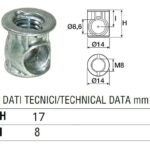 Barilotto Con Bordo Zincato d.14 Altezza 17mm per Astina d.8 Filettato MA8