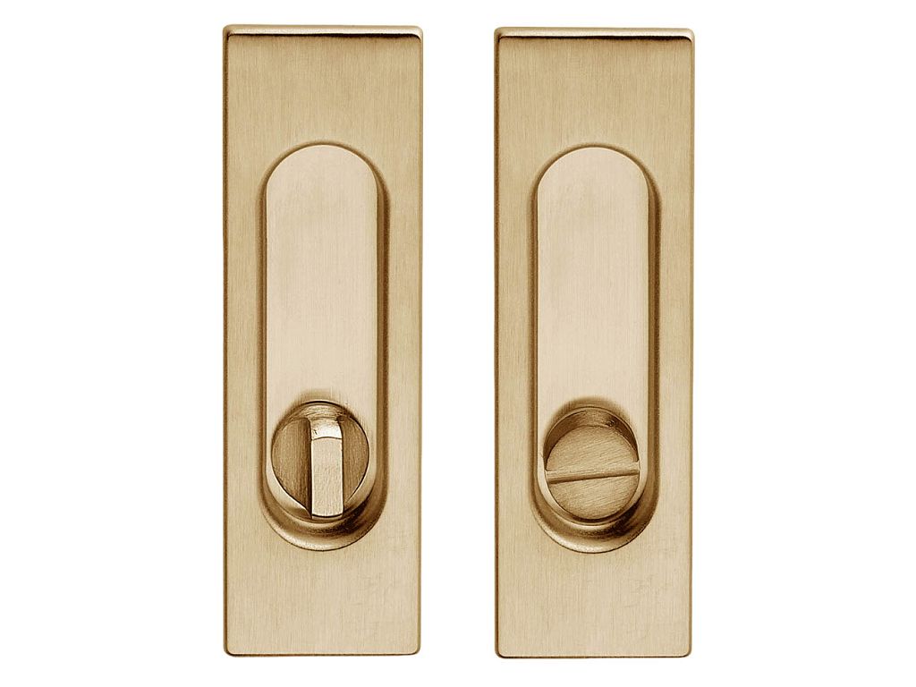 Maniglia Incasso Rettangolare Porta Scorrevole modello 3663 mm.40x125 Con Nottolino Ottone Satinato  Fimet Maniglie - immagine 1
