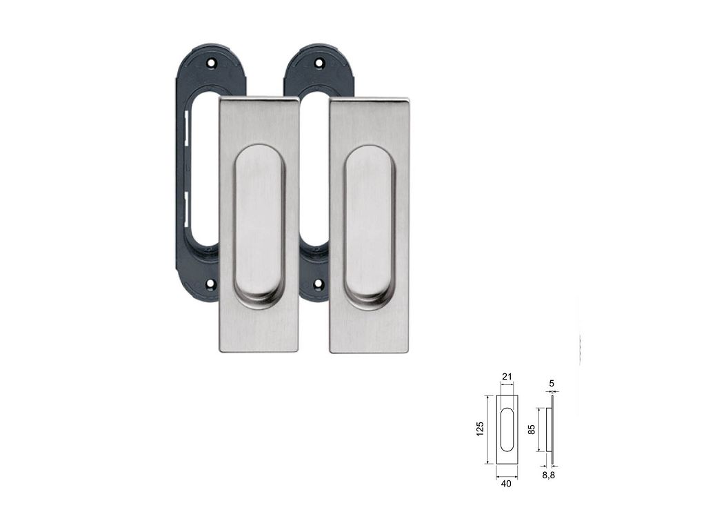 Maniglia Incasso Rettangolare Porta Scorrevole modello K403CT03 mm.40x150 Senza Foro Chiave 2A-Cromo Lucido  Comit - immagine 3