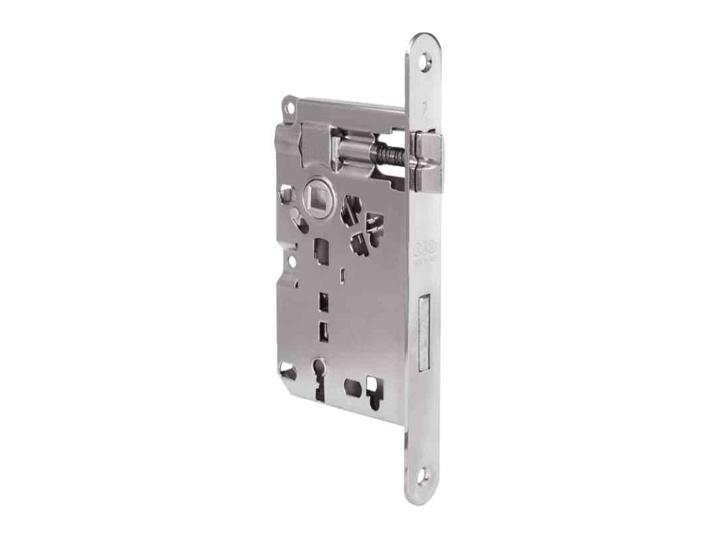 agbb00571-06.png Serratura Patent Piccola Bordo Tondo Frontale 20x188 mm.Interasse 70 Entrata 60 NIK-Nichelato | AGB - immagine 1