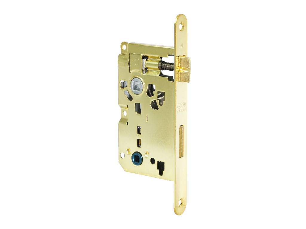 agbb005795003.png Serratura Patent piccola WC Bordo Tondo Frontale 20x188 mm.Interasse 70 Entrata 50 mm. AOV-Ottonato | AGB - immagine 1