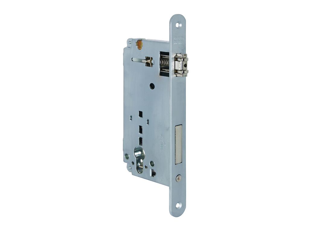 agbb208515034.png Serratura Infilare Sicurezza Foro Yale per Cilindro Europeo Bordo Tondo Frontale 22x238 mm. Entrata 50 mm rullo+catenaccio ACO-Cromo Opaco | AGB - immagine 1