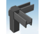 Raccordo per Tubo Quadro Vuoto mm.20x20 Nylon Nero Tre Vie | AL.GO