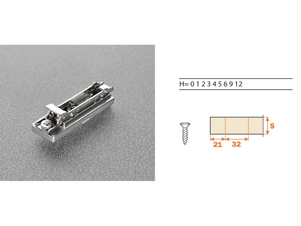 arsbap3r09.png Basetta Diritta Zama Regolabile Innesto Rapido Domi mm.60x20 h=00 | Arturo Salice - immagine 1