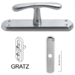 Maniglia per Finestra Cremonese Goccia Placca CR02 mm.170x38 Z2B - Cromo Satinato Gratz | Comit