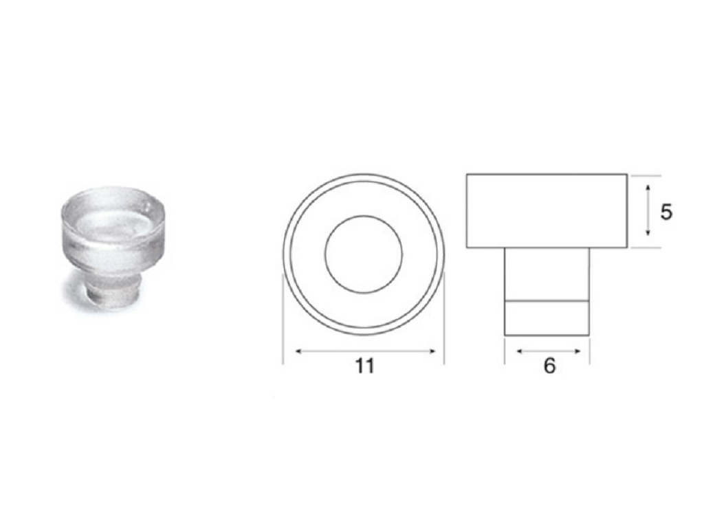 cof040064000044c.png Ventosa Nylon Trasparente per Foro mm.6 Esterno mm.11 Cof - immagine 1