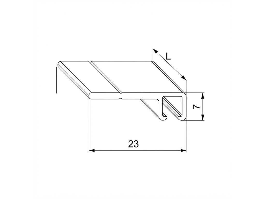 Profilo per Spazzola da Porta Profix DF500 Alluminio Orrizzontale mm.7x23 Lunghezza mm.3000  Domatic - immagine 2