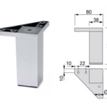 Piedino Abs Quadro d.38x38 Alumix Cromato mm.100   Emuca