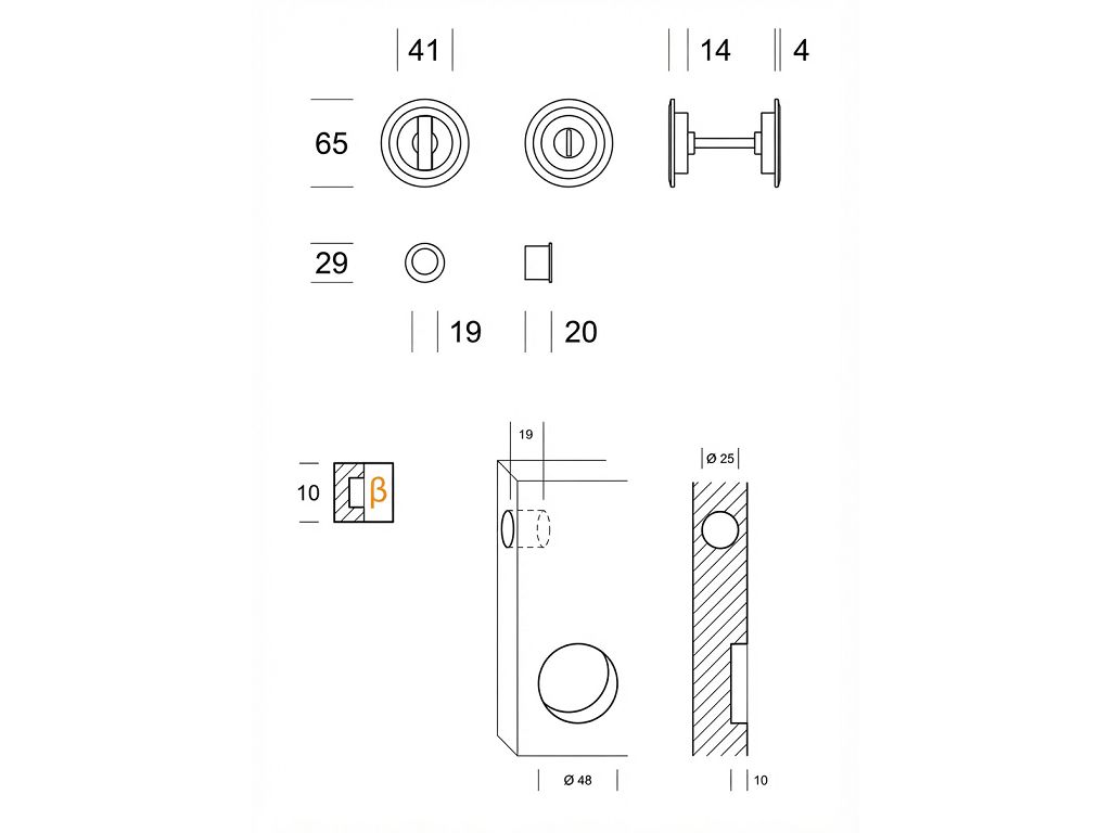 Maniglia Incasso Porta Scorrevole Tonda Twin d.65/48 con Nottolino varie finiture  Ento - immagine 5
