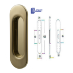 Maniglia Incasso Ovale Porta Scorrevole modello 4139 mm.125x39x13h Senza Foro Chiave varie finiture | Ferremi
