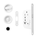 Maniglia Incasso Tonda Porta Scorrevole modello 3666 d.57/48 Con Nottolino+Serratura E50 Bianco Ral9016 | Fimet Maniglie