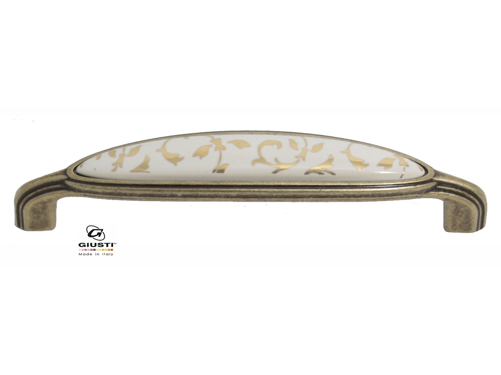gium5501d5d1gc.png Maniglietta Mobile Interasse 128 mm.145x26x32h Porcellana Avorio Antica Firenze Dec.D5 Giusti - immagine 1