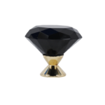 Pomolino Mobile Cristallo Deluxe Knob Black/Gold d.60/25x50h | Glass Design