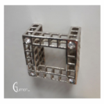 Maniglietta Mobile Interasse 32 mm.40x40x21h Cubic Lux Palladio+Swarovski Reticube