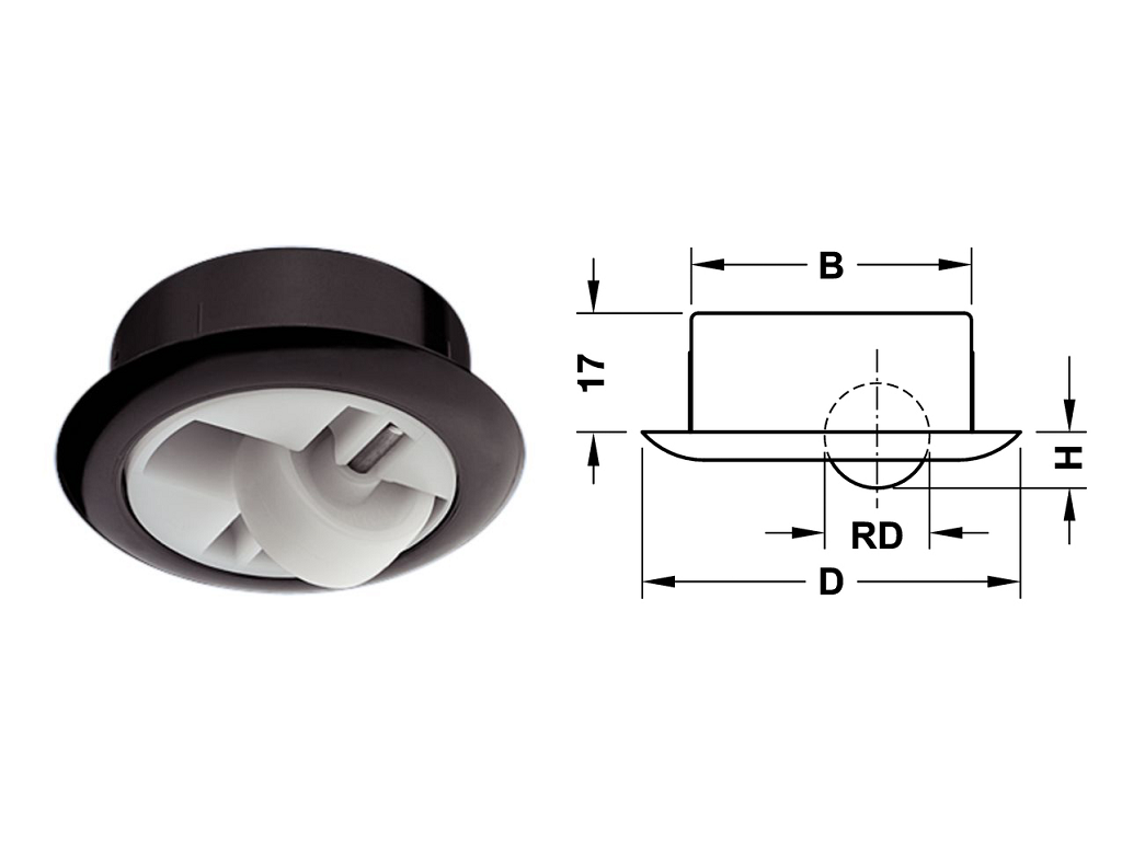 haf66104340.png Ruota Incasso Manovrabile Rulli Nylon Portata kg.50 d.40x17h | Hafele - immagine 1