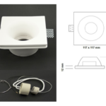 Faretto Incasso Gesso Tondo Ip20 mm.117x117x.56h Attacco Gu10 | Lampo