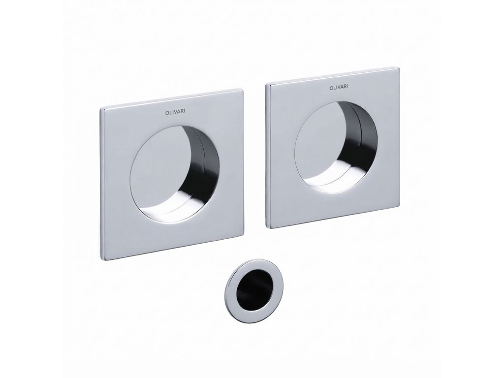 Maniglia Incasso Quadra Porta Scorrevole Giotto Q d.65x65/48 Senza Foro Chiave varie finiture  Olivari - immagine 2