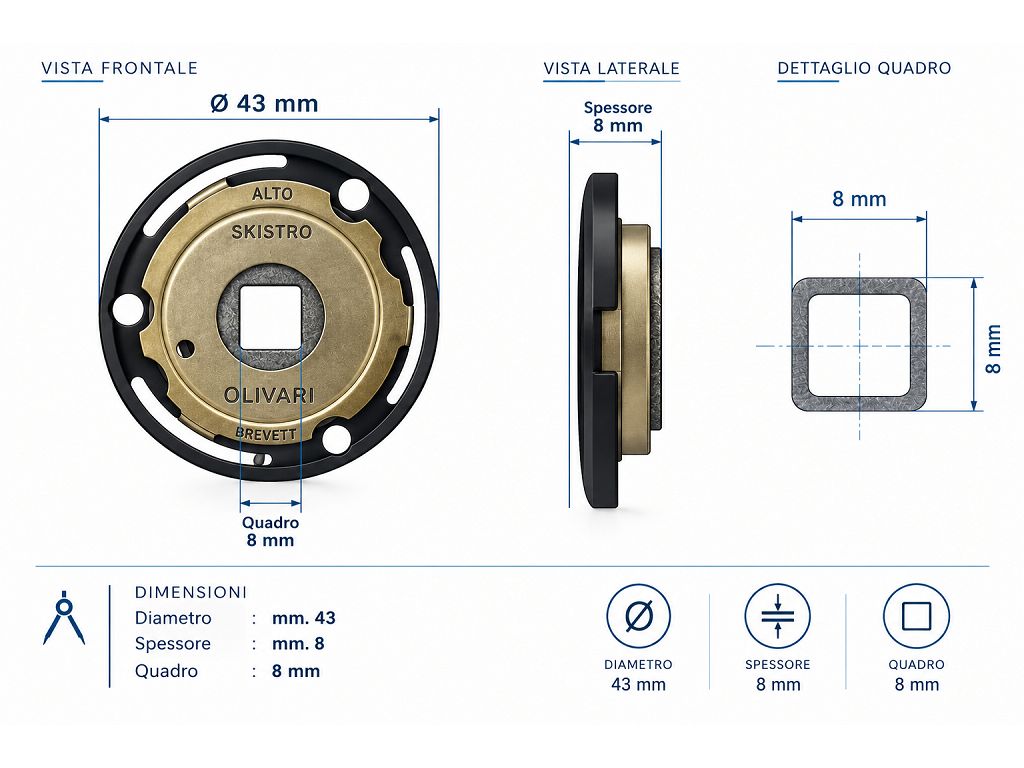 Molla per Maniglia Interno Nylon con Molla Q8 per Rosetta mm.47 Destra DX e Sinistra SX  Olivari - immagine 4