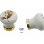 Pomolino Mobile Porcellana Tondo d.25x23h Olv + Fondo Avorio Fiore Marrone | Utensil Legno